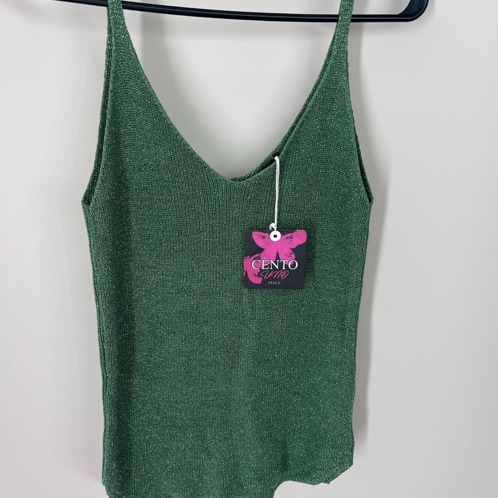 NWT Cento Uno Italy Women's Green Camisole Top! Size Small